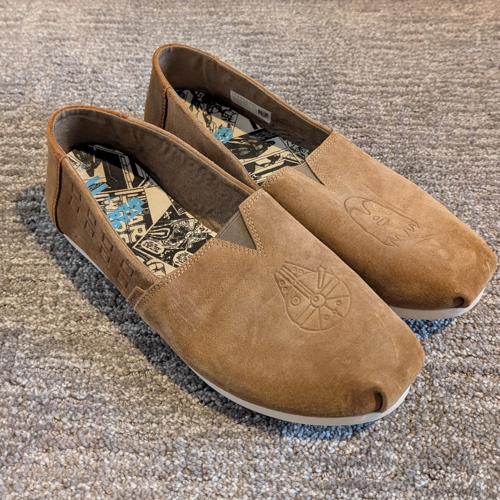 Toms Brown Suede Slip-On Flats with Embossed Detail